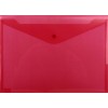 Папка-конверт пластиковая на кнопке inФормат, толщина пластика 0,18 мм, прозрачная красная